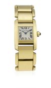 A LADIES 18K SOLID GOLD CARTIER TANKISSIME BRACELET WATCH CIRCA 2010, REF. 2800 WITH BOX & OPEN