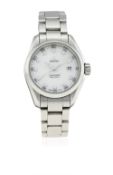 A LADIES STAINLESS STEEL OMEGA SEAMASTER AQUA TERRA BRACELET WATCH CIRCA 2010 D: Mother of pearl