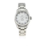 A LADIES STAINLESS STEEL OMEGA SEAMASTER AQUA TERRA BRACELET WATCH CIRCA 2010 D: Mother of pearl