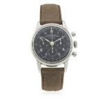 A RARE GENTLEMAN'S STAINLESS STEEL WAKMANN AOPA PILOTS CHRONOGRAPH WRIST WATCH CIRCA 1961 D: Black