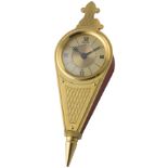 AN 8 DAY GILT METAL JAEGER DESK ALARM CLOCK CIRCA 1960s, REF. 427 IN THE FORM OF BELLOWS D: "Egg