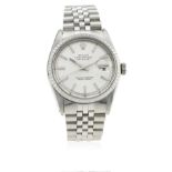 A GENTLEMAN'S STAINLESS STEEL ROLEX OYSTER PERPETUAL DATEJUST BRACELET WATCH DATED 1974, REF. 1603