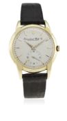 A GENTLEMAN'S LARGE SIZE 18K SOLID GOLD IWC WRIST WATCH CIRCA 1960s D: Silver Calatrava type dial