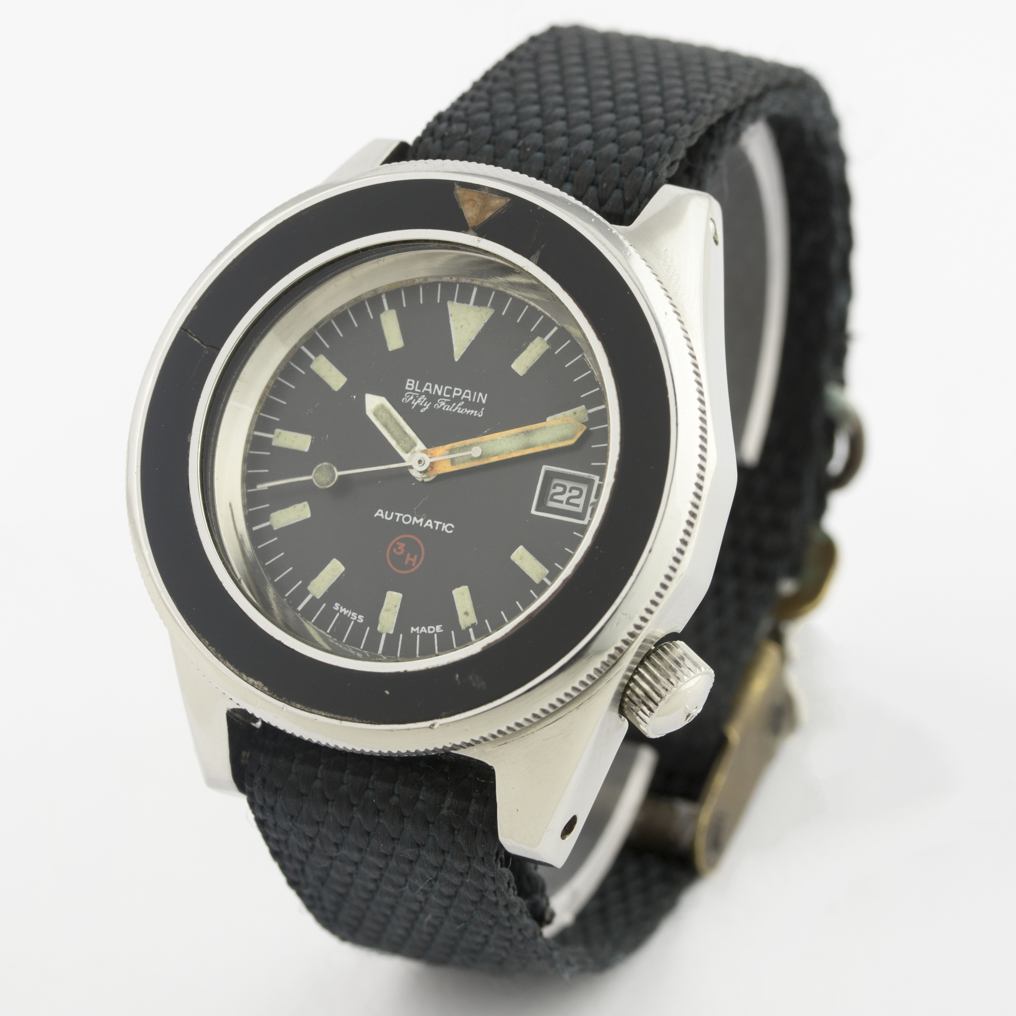 A RARE GENTLEMAN'S STAINLESS STEEL BLANCPAIN FIFTY FATHOMS GERMAN MILITARY BUND DIVERS WRIST WATCH - Image 4 of 8