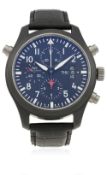 A GENTLEMAN'S CERAMIC & TITANIUM IWC TOP GUN BIG PILOT SPLIT SECONDS CHRONOGRAPH WRIST WATCH CIRCA