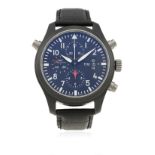 A GENTLEMAN'S CERAMIC & TITANIUM IWC TOP GUN BIG PILOT SPLIT SECONDS CHRONOGRAPH WRIST WATCH CIRCA