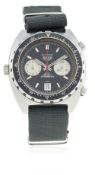 A GENTLEMAN'S STAINLESS STEEL KENYAN AIR FORCE HEUER AUTAVIA CHRONOGRAPH WRIST WATCH CIRCA 1970s,