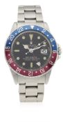 A RARE GENTLEMAN’S STAINLESS STEEL ROLEX OYSTER PERPETUAL GMT MASTER BRACELET WATCH CIRCA 1965, REF.