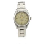 AN EXTREMELY RARE GENTLEMAN'S STAINLESS STEEL ROLEX OYSTER PERPETUAL BRACELET WATCH CIRCA 1954, REF.