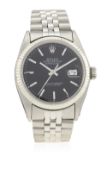 A GENTLEMAN'S STEEL & WHITE GOLD ROLEX OYSTER PERPETUAL DATEJUST BRACELET WATCH CIRCA 1971, REF.