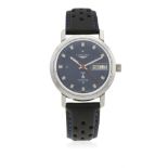 A GENTLEMAN'S STAINLESS STEEL LONGINES ULTRONIC WRIST WATCH CIRCA 1970s, REF. 8626-1  D: Blue dial