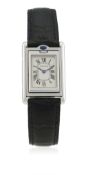 A LADIES STAINLESS STEEL CARTIER TANK BASCULANTE WRIST WATCH CIRCA 2000, REF. 2386 D: Silver dial