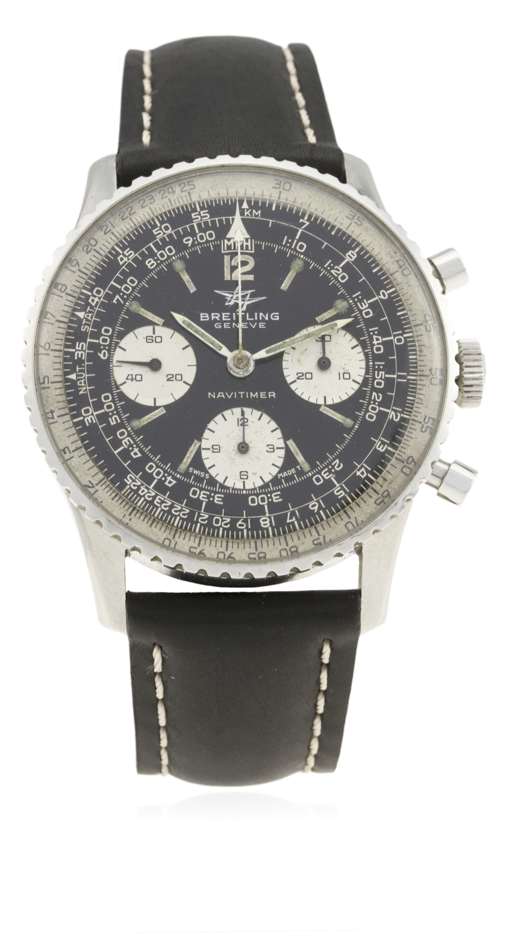 A GENTLEMAN'S STAINLESS STEEL BREITLING NAVITIMER WRIST WATCH CIRCA 1960s, REF. 806 WITH ORIGINAL