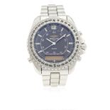 A GENTLEMAN'S STAINLESS STEEL BREITLING PLUTON BRACELET WATCH CIRCA 1990s, REF. A51038 D: Charcoal