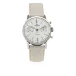 A GENTLEMAN'S STAINLESS STEEL SILVANA CHRONOGRAPH WRIST WATCH CIRCA 1960s D: Two tone silver dial