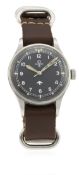 A GENTLEMAN'S STAINLESS STEEL BRITISH MILITARY OMEGA RAF PILOTS WRIST WATCH DATED 1953, REF. 2777-