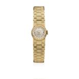 A LADIES 9CT SOLID GOLD ROLEX PRECISION BRACELET WATCH CIRCA 1960s D: Silver dial with gilt batons &