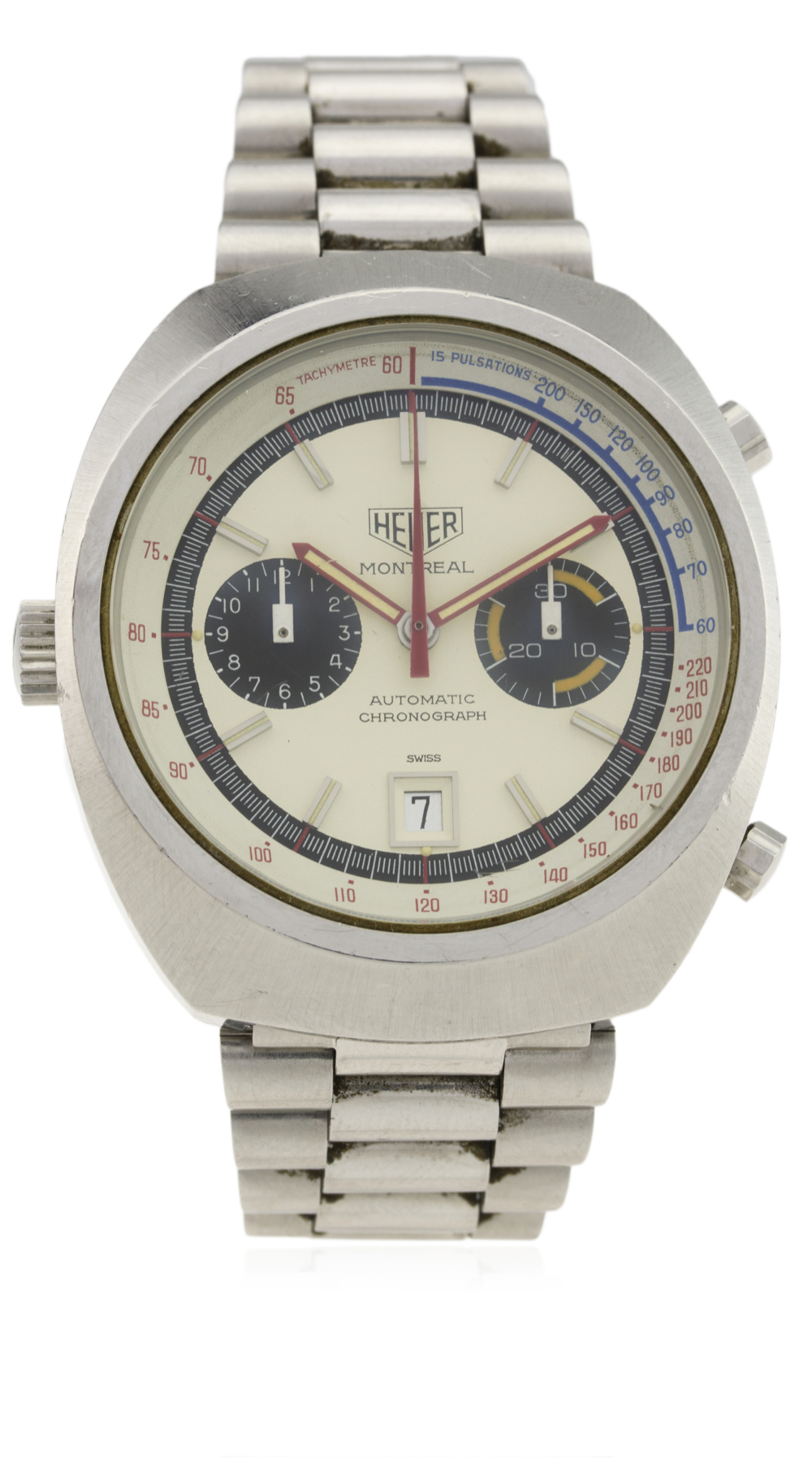 A RARE GENTLEMAN'S STAINLESS STEEL HEUER MONTREAL AUTOMATIC CHRONOGRAPH BRACELET WATCH CIRCA