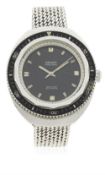 A GENTLEMAN'S STAINLESS STEEL GRUEN PRECISION 1500 FEET AUTOWIND DIVERS BRACELET WATCH CIRCA