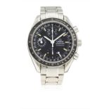 A GENTLEMAN'S STAINLESS STEEL OMEGA SPEEDMASTER AUTOMATIC TRIPLE CALENDAR CHRONOGRAPH BRACELET WATCH