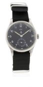 A GENTLEMAN’S STAINLESS STEEL BRITISH MILITARY IWC MARK 10 W.W.W. WRIST WATCH CIRCA 1940s  D: MOD