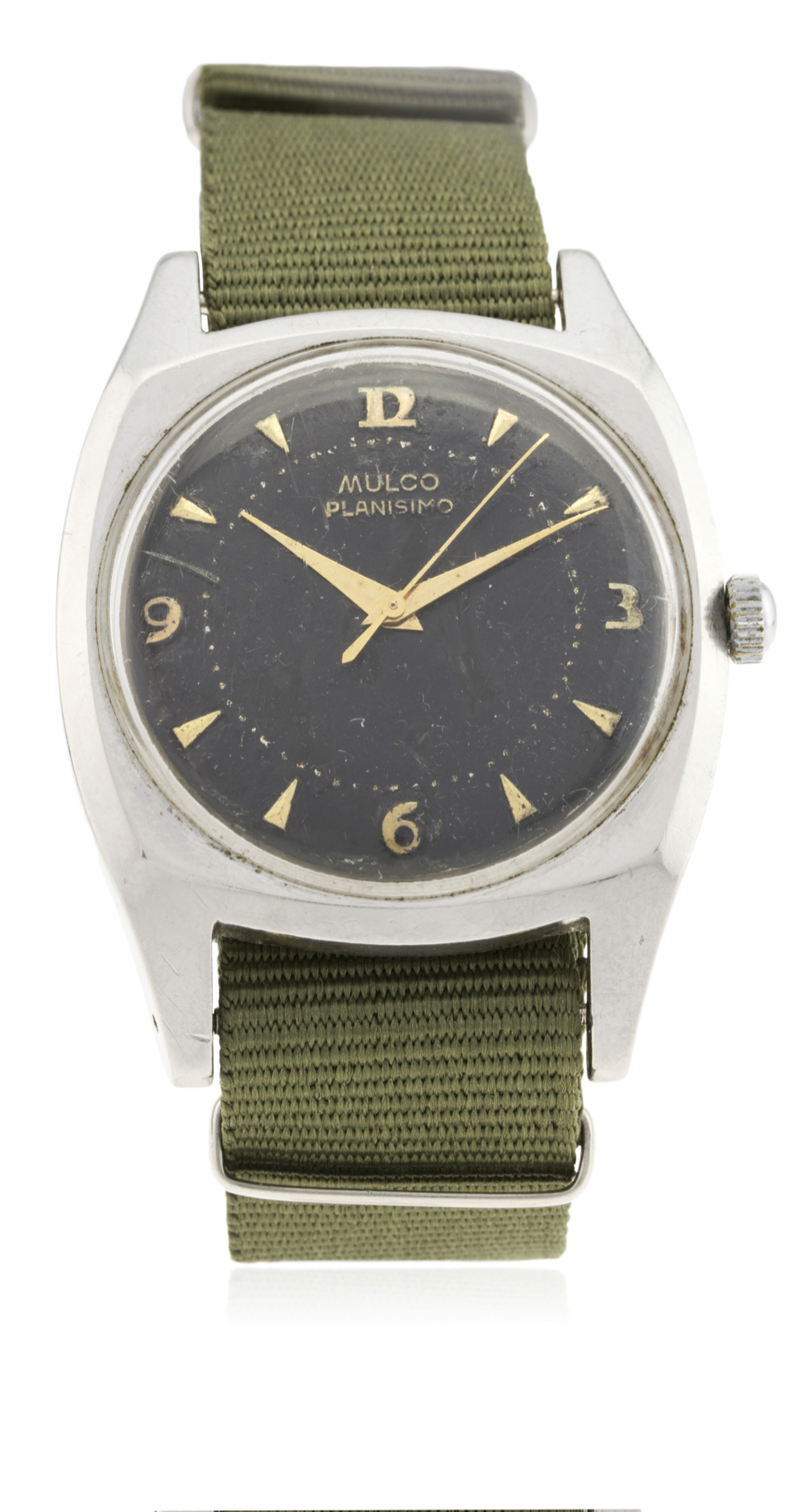 A GENTLEMAN'S STAINLESS STEEL MULCO PLANISIMO CZECH MILITARY PILOTS WRIST WATCH CIRCA 1940s D: Black