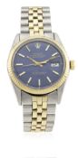 A GENTLEMAN'S STEEL & GOLD ROLEX OYSTER PERPETUAL DATEJUST BRACELET WATCH CIRCA 1970, REF. 1601 D: