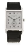 A GENTLEMAN'S LARGE SIZE 18K SOLID WHITE GOLD PATEK PHILIPPE GONDOLO WRIST WATCH CIRCA 2006, REF.