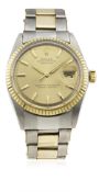 A RARE GENTLEMAN'S STEEL & GOLD ROLEX OYSTER PERPETUAL DATEJUST BRACELET WATCH CIRCA 1965, REF. 1601