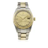 A RARE GENTLEMAN'S STEEL & GOLD ROLEX OYSTER PERPETUAL DATEJUST BRACELET WATCH CIRCA 1965, REF. 1601