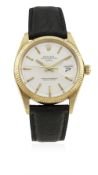 A RARE GENTLEMAN'S 18K SOLID GOLD ROLEX OYSTER PERPETUAL DATE WRIST WATCH CIRCA 1974, REF. 1503 WITH