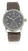 A GENTLEMAN'S TISSOT ANTIMAGNETIQUE GERMAN PILOTS WRIST WATCH CIRCA 1930s D: Black dial with