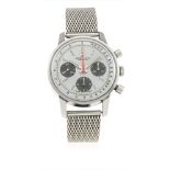 A RARE GENTLEMAN'S STAINLESS STEEL BREITLING "LONG PLAYING" CHRONOGRAPH BRACELET WATCH CIRCA