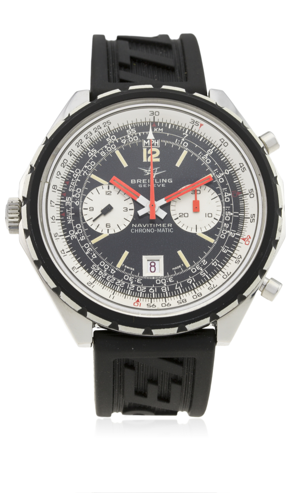 A GENTLEMAN'S STAINLESS STEEL BREITLING CHRONO MATIC NAVITIMER CHRONOGRAPH WRIST WATCH CIRCA