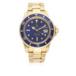 A VERY RARE GENTLEMAN'S 18K SOLID GOLD ROLEX OYSTER PERPETUAL DATE SUBMARINER BRACELET WATCH CIRCA