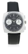 A GENTLEMAN'S BREITLING TOP TIME CHRONOGRAPH WRIST WATCH CIRCA 1970, REF. 2007 D: Black dial with