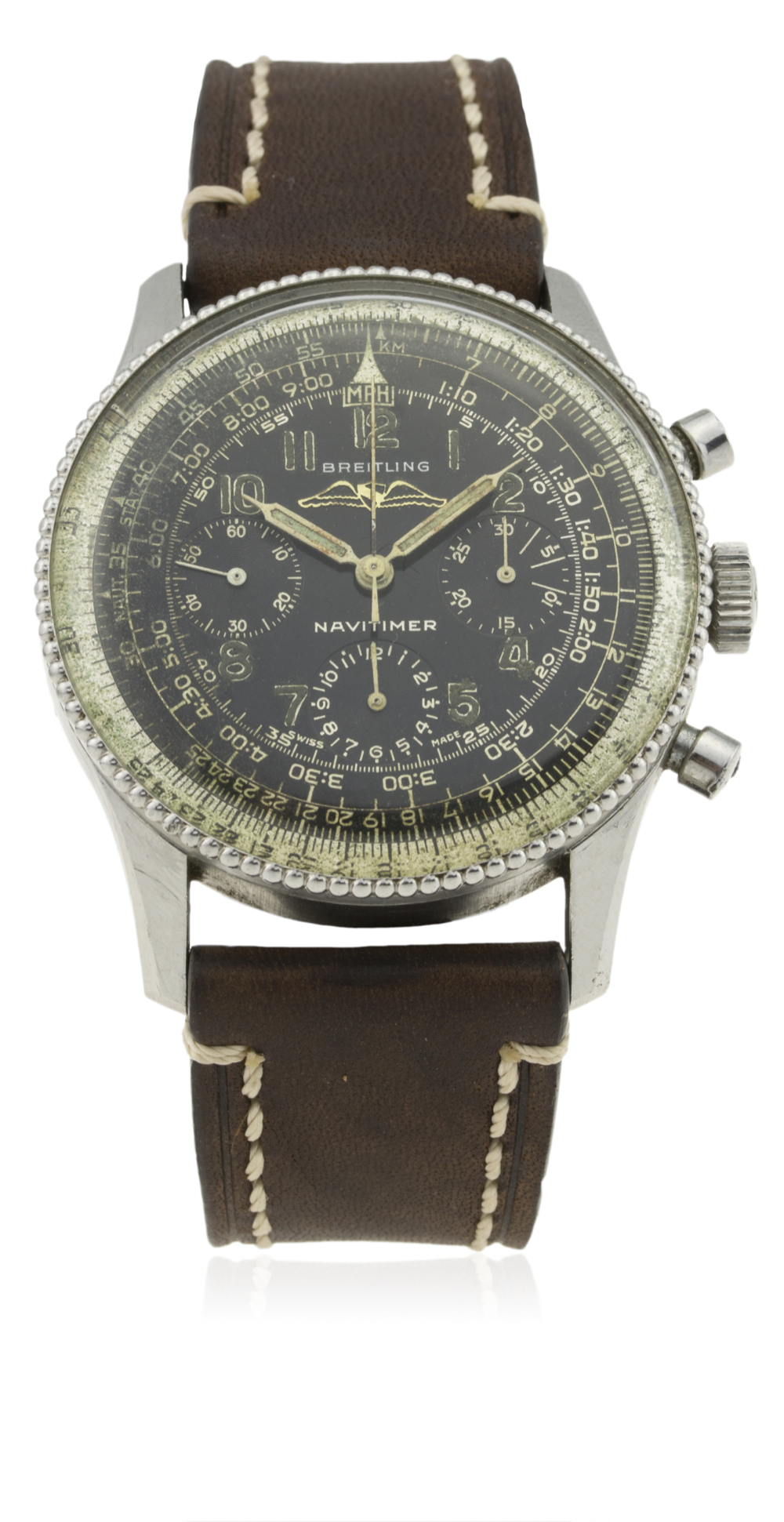 A RARE GENTLEMAN'S STAINLESS STEEL BREITLING AOPA NAVITIMER WRIST WATCH CIRCA 1950s, REF. 806