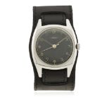 A GENTLEMAN'S STAINLESS STEEL LEMANIA CZECH MILITARY PILOTS WRIST WATCH CIRCA 1940s D: Black dial