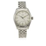 A GENTLEMAN'S STAINLESS STEEL ROLEX OYSTER BRACELET WATCH CIRCA 1953, REF. 6022  D: Silver dial with