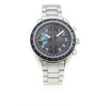 A GENTLEMAN'S STAINLESS STEEL OMEGA SPEEDMASTER AUTOMATIC TRIPLE CALENDAR CHRONOGRAPH BRACELET WATCH