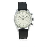 A RARE GENTLEMAN'S STAINLESS STEEL HEUER CARRERA DECIMAL CHRONOGRAPH WRIST WATCH CIRCA 1960s, REF.