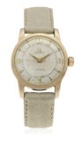 A RARE GENTLEMAN'S PINK GOLD CAPPED OMEGA SEAMASTER AUTOMATIC WRIST WATCH CIRCA 1952, REF. 2577-23