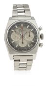 A RARE GENTLEMAN'S STAINLESS STEEL ZENITH EL PRIMERO AUTOMATIC CHRONOGRAPH BRACELET WATCH CIRCA