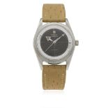 A RARE GENTLEMAN'S STAINLESS STEEL UNIVERSAL GENEVE POLEROUTER WRIST WATCH CIRCA 1960s WITH "BROAD