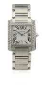 A GENTLEMAN'S SIZE STAINLESS STEEL CARTIER TANK FRANCAISE AUTOMATIC BRACELET WATCH CIRCA 2005,