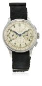 A RARE GENTLEMAN'S LARGE SIZE STAINLESS STEEL LONGINES 13ZN FLY BACK CHRONOGRAPH WRIST WATCH CIRCA