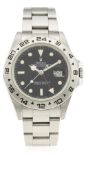 A RARE GENTLEMAN'S STAINLESS STEEL ROLEX OYSTER PERPETUAL DATE EXPLORER II BRACELET WATCH CIRCA