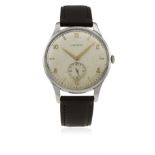 A GENTLEMAN'S LARGE SIZE STAINLESS STEEL LONGINES WRIST WATCH CIRCA 1957, REF. 5561-20  D: Silver