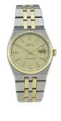 A GENTLEMAN'S STEEL & GOLD ROLEX OYSTERQUARTZ DATEJUST BRACELET WATCH DATED 1990, REF. 17013 WITH