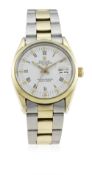 A GENTLEMAN'S STEEL & GOLD ROLEX OYSTER PERPETUAL DATE BRACELET WATCH CIRCA 1978, REF. 1550 D: White